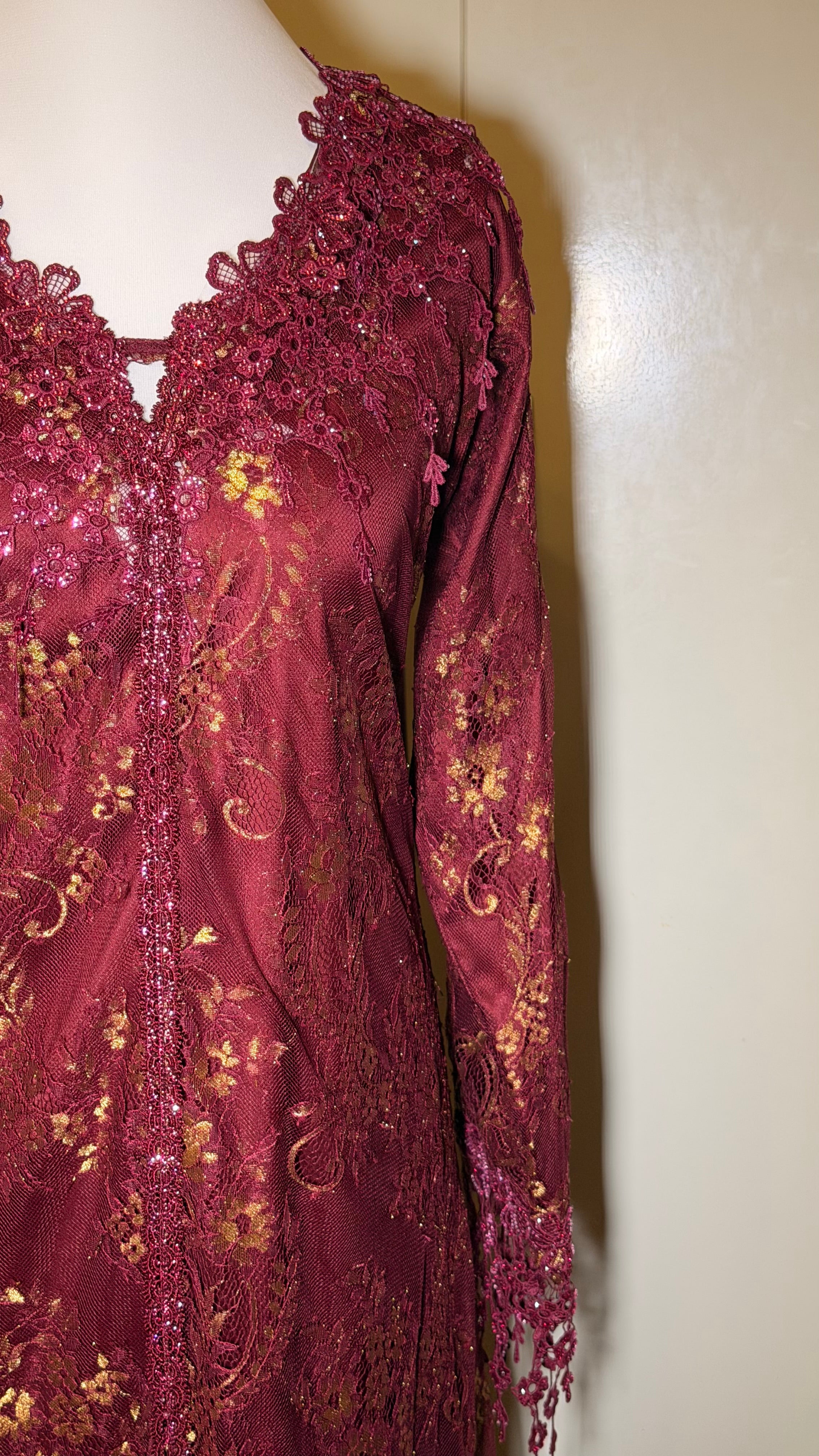 Deep Red Lace Gown